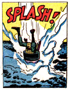 SPLASH! Asgardian, fall, Frost Giant, landing, literal, Loki (Marvel), pipe, river, splash, submerge, superhero, water