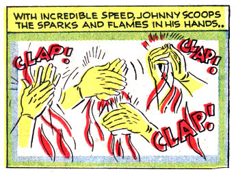 clap, extinguish, fire, Johnny Quick (Johnny Chambers), literal, super-speed, superhero
