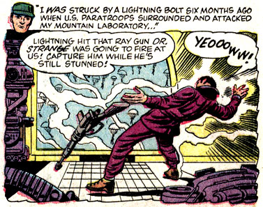 Doctor Strange (Carlo Strange), electricity, electrocute, lightning, origin, ow, pain, scream, superhero, verbal, weather, yell, yeow
