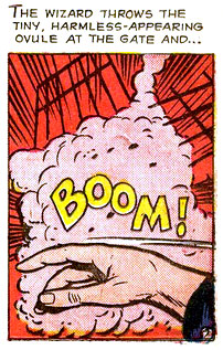 boom, capsule, explosion, explosive, pill, superhero, throw, Wizard (Bentley Wittman)