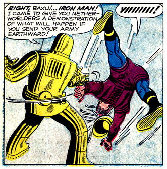 Iron Man (Tony Stark), military, pain, superhero, surprise, throw, verbal, yell, yi