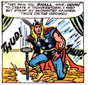 Asgardian, ground, hammer, Mjolnir, storm, superhero, Thor (Odinson), thud, weather