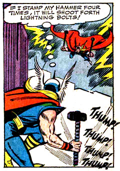 Asgardian, ground, hammer, lightning, Mjolnir, superhero, Thor (Odinson), thump, weather