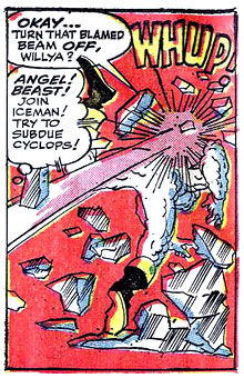 Cyclops (Scott Summers), Danger Room, ice, Iceman, mutant, optic blast, superhero, whap, whump, X-Men