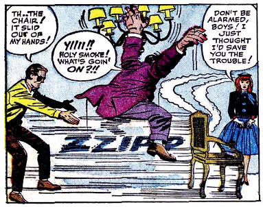 chair, fly by, furniture, Marvel Girl (Jean Grey), mutant, superhero, telekinesis, wind, X-Men, zip