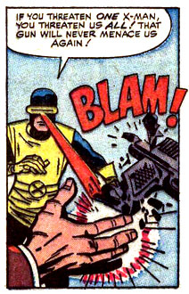 blam, Cyclops (Scott Summers), destroy, eyebeam, gun, mutant, superhero, X-Men