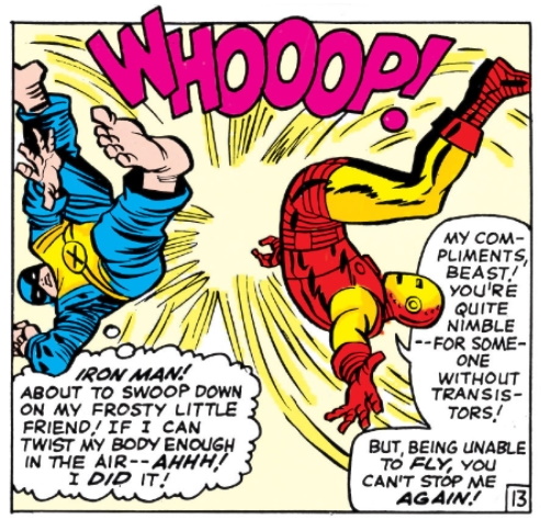 Beast (Hank McCoy), Iron Man (Anthony Stark), kick, mutant, superhero, X-Men