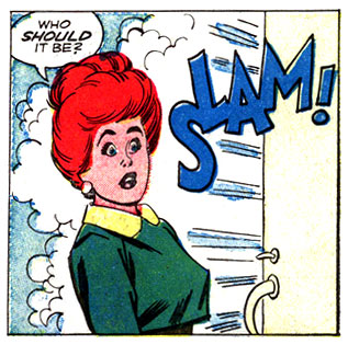 door, humor, literal, Nancy Brown, shut, slam