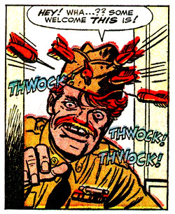 dart, Dum-Dum Dugan, hat, Howling Commandos, military, throw, thwock, war