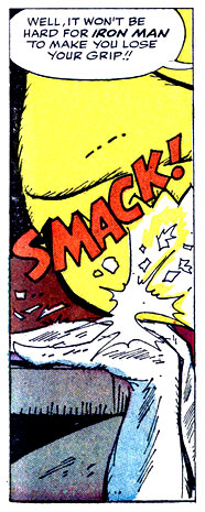armor, finger, ice, Iron Man (Tony Stark), Jack Frost (Gregor Shapanka), smack, stomp, superhero