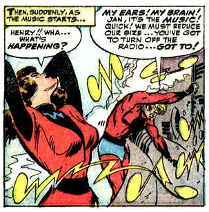 hypnotism, instrument, music, notes, radio, superhero, Trago, trumpet