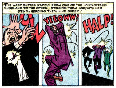 ow, pain, sting, superhero, verbal, Wasp (Janet Van Dyne), yell