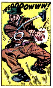 ow, pain, sting, superhero, verbal, Wasp (Janet Van Dyne), yell, yeow