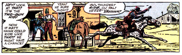animal, hee-ya, horse, Thunder (horse),  Two-Gun Kid (Matt Hawk), verbal, western, yell