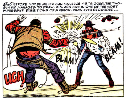 blam, gun, gunshot, revolver, shootout, Two-Gun Kid (Matt Hawk), western