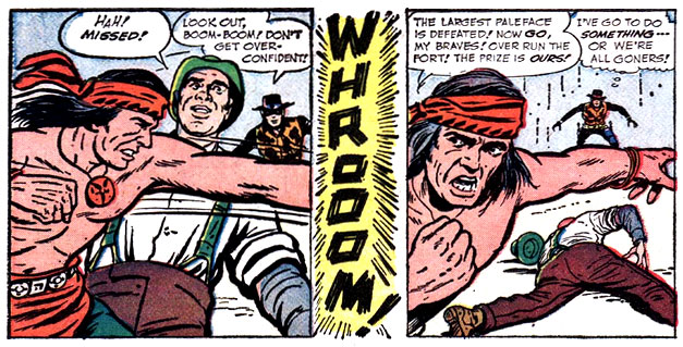 Apache, boom, Boom-Boom Brown, fist, giant, punch, super-strength, western